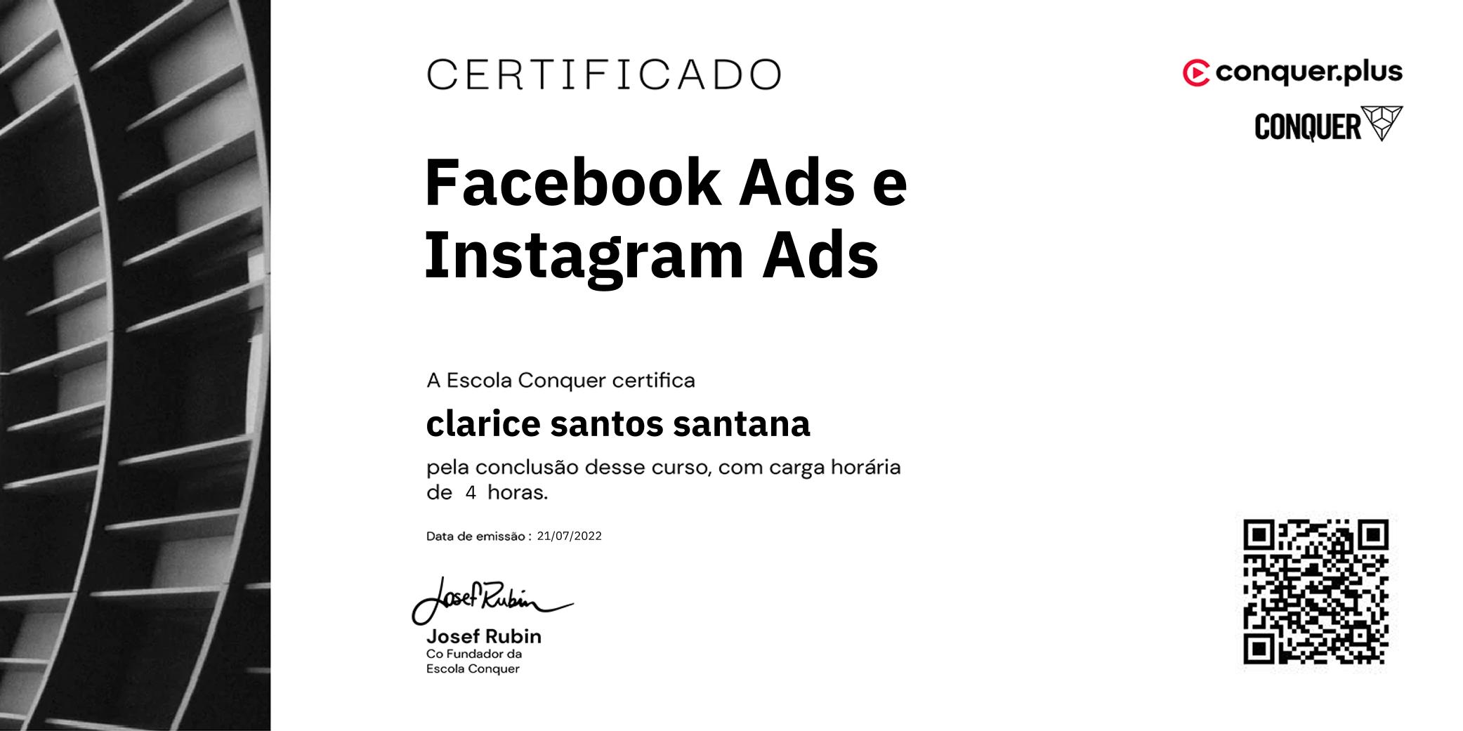 Certificado de Facebook Ads e Instagram Ads